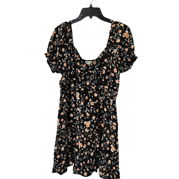 Inspired Hearts Floral Black Dress with Short Sleeves Size Xl - Picture 3 of 13